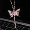 Милое изысканное блестящее ожерелье в форме бабочки в форме сердца для женщин и девочек, модная универсальная цепочка на ключицу, ювелирные изделия, аксессуары, подарки