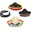 3 Pack Cinco De Mayo Fiesta Headbands Party Decorations Non Woven and Straw Sombrero Party Hats