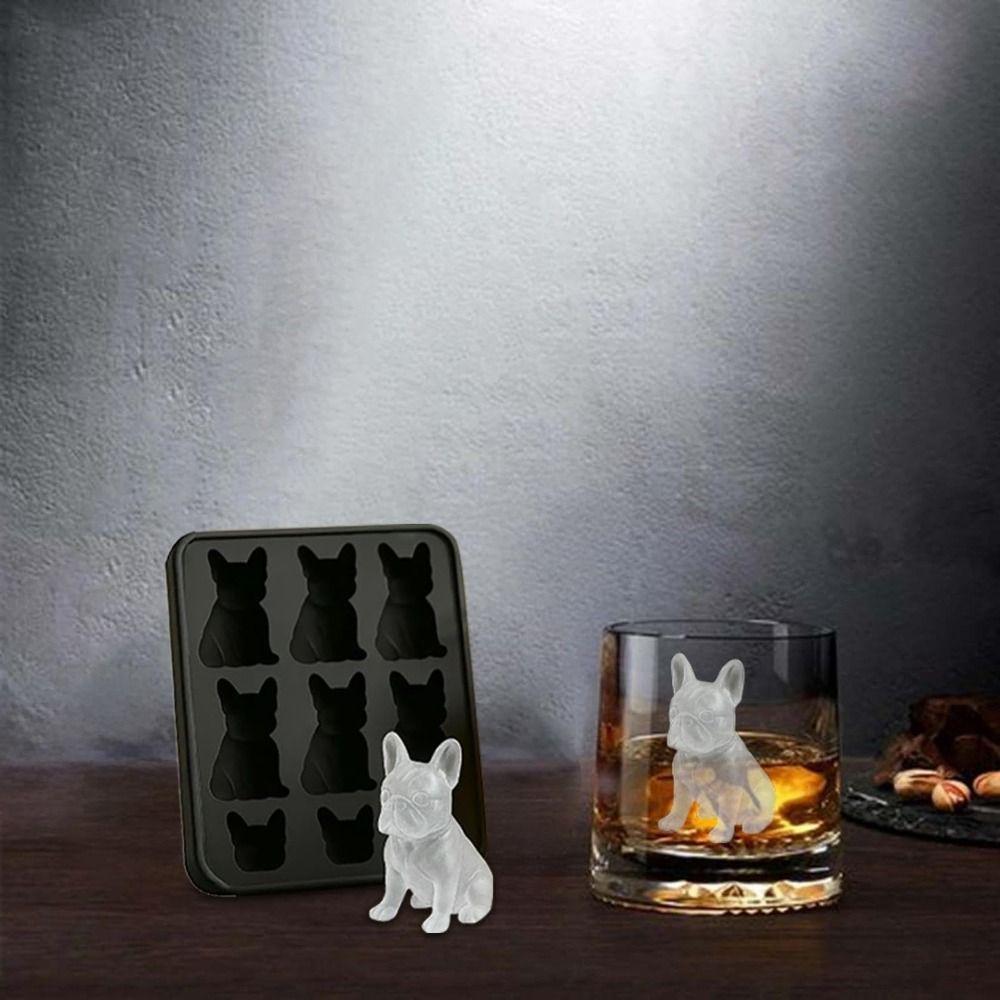 Easy Demoulding French Bulldog Ice Mold 6 Hole 3D Ice Tray Whiskey Ice Mold Whiskey Party Drinks