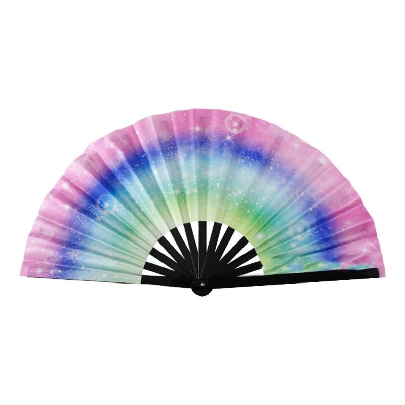 Портативный светящийся флуоресцентный бамбуковый ручной веер для музыкальных фестивалей, ночных клубов, костюмированных вечеринок и тематических дискотек