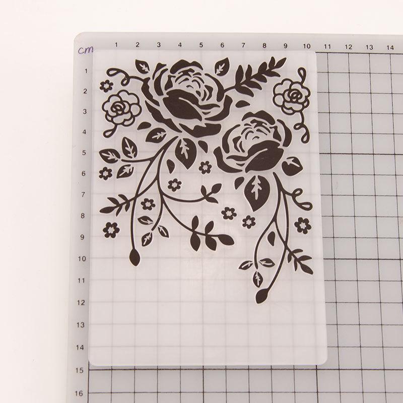 Flower Rose Branch Frame Plastic Embossing Folder for Scrapbooking DIY Photo Album Card Decor Art Template Plant Vine Rattan