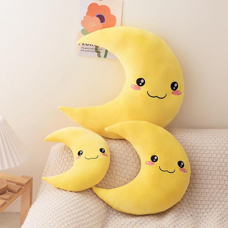 Whimsical Moon Pillow For Kids Premium Plush Stuffed Cushion With Soft Pp Cotton Filling For Cozy Snuggles