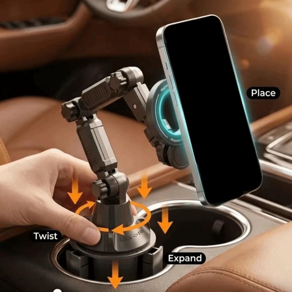 360 Degree Rotation Magnetic Phone Mount Multi-Joint Arm Car Drink Holder Ride-Sharing Vehicles