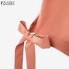 ZANZEA Женский летний комплект из двух частей: блузка с коротким рукавом и брюки