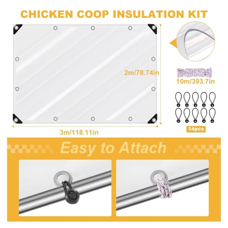 Durable PVC Chicken Coops Cover With Rope Reinforced Edges For Outdoor Poultry Shelter And Winter Insulation