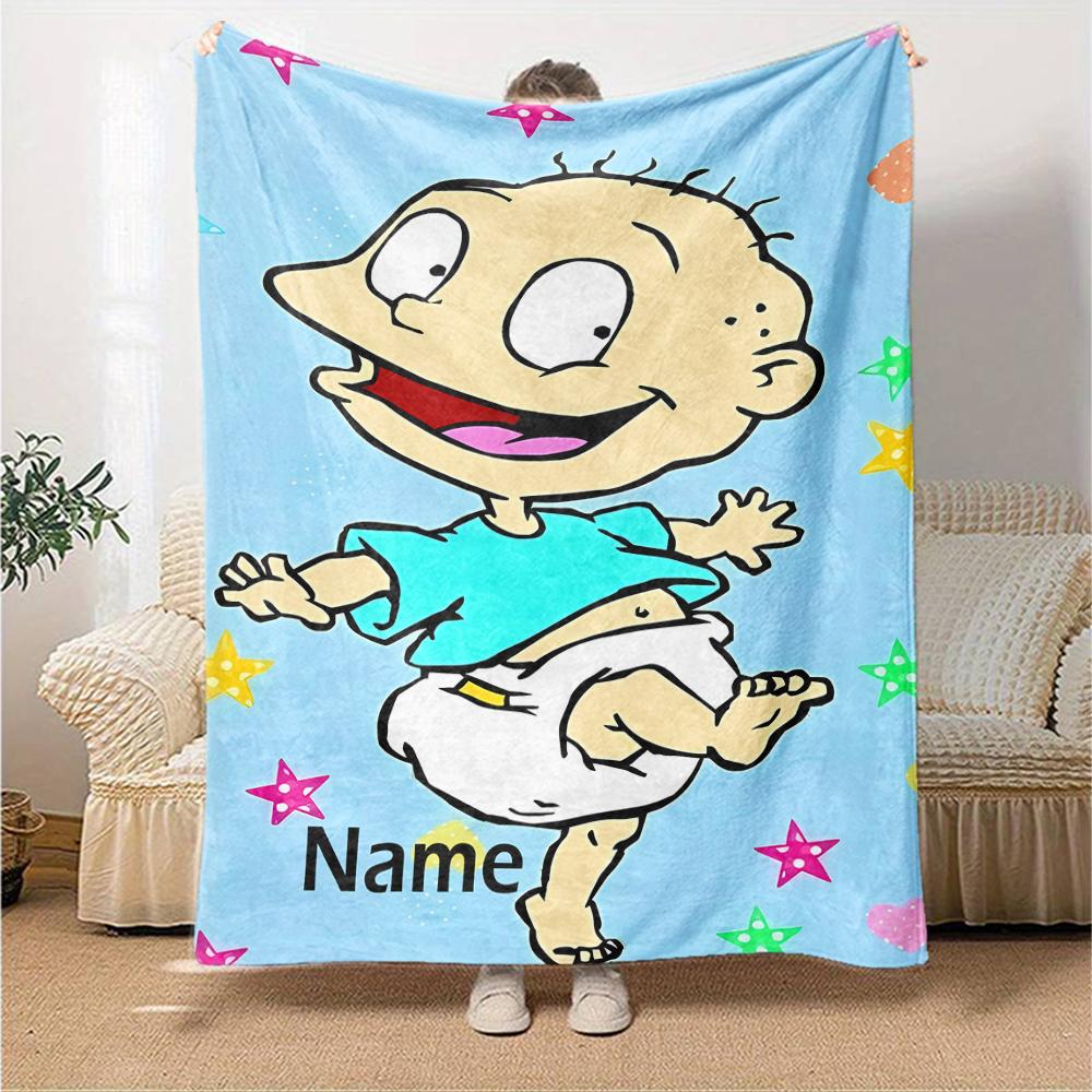 Custom Name Rugrats Theme Printed Blanket - Perfect for Couch, Bed, Travel & Outdoor Use | Machine Washable, Cozy & Durable.