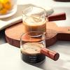 Glass Measuring Cup with Wood Handle Espresso Milk Coffee Mug 100ml Double Scale Clear Coffee Brewing Supplies