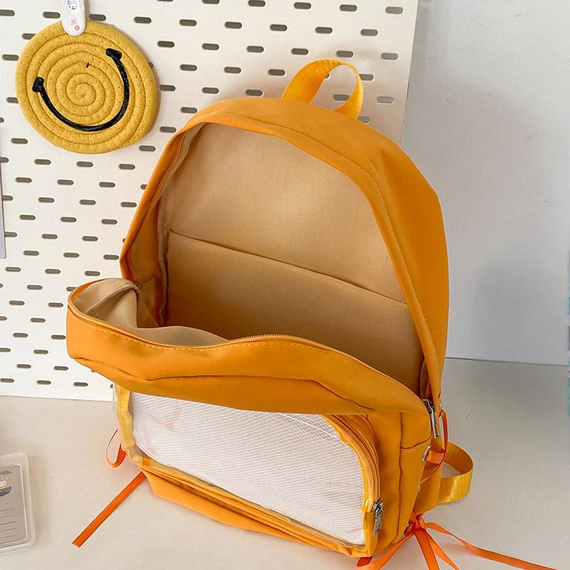 SCIONE New Transparent Schoolbag Large-capacity Contrast Ridge Protection Backpack Two-dimensional Cute Cartoon Cat Backpack