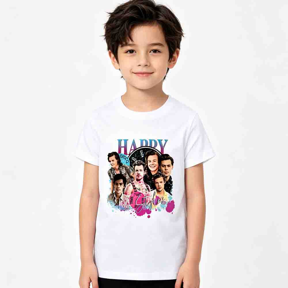 Kids Harry Styles Kiss All The Time Album 100% Cotton Unisex Shirt 2026 Summer O-neck Boys Girls Hip Hop Short Sleeve Tshirt Fan Gift
