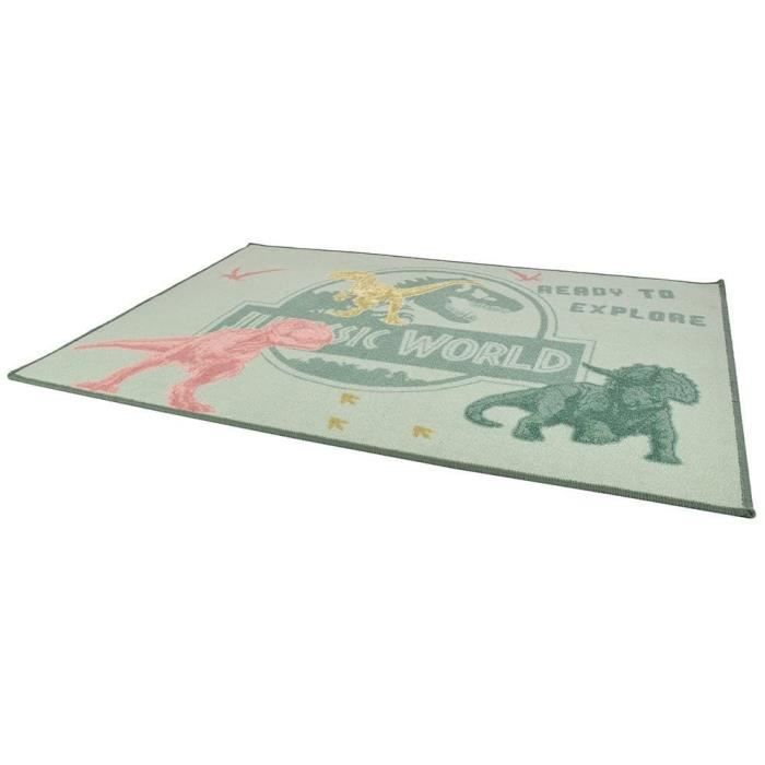 Tapis Dinosaure - FUN HOUSE - Jurassic World - 120x80 cm - Multicolore - Lavable en surface