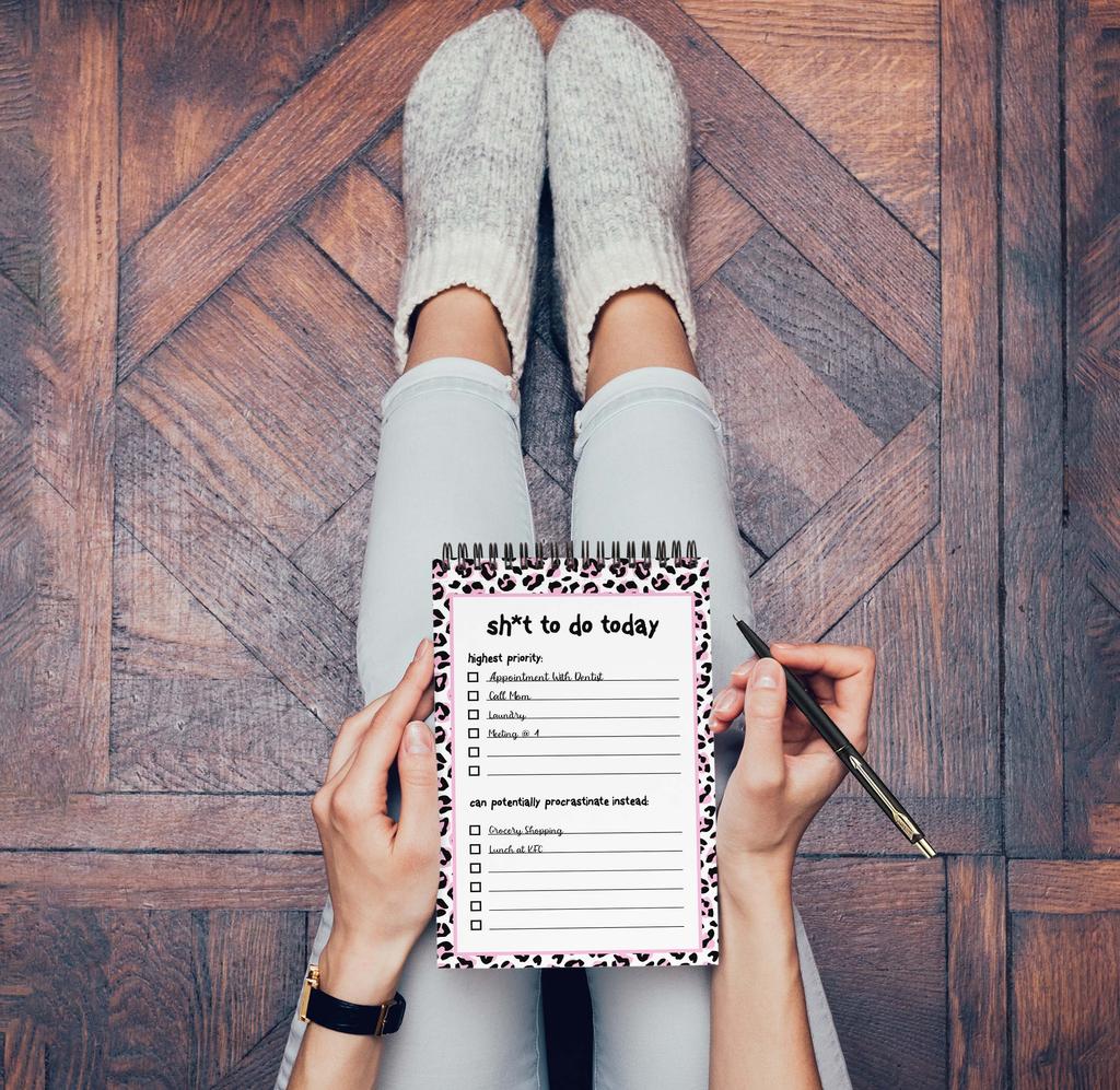 Inkdotpot To Do List Notepad – 6” X 9” Paper Stationery, Leopard Print Spiral Notepad Daily Checklist Notepad Tear Off(50 Sheets)