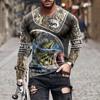 Fishing 3D Fashion Men's T-Shirts Long Sleeve Autumn 3D Printed Street Big Size Tops Loose Casual Round-Neck Oversized Tees 6XL