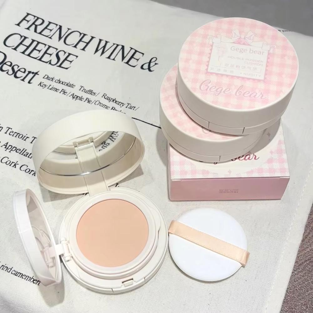 2 в 1 двухслойная пудра-кушон Clear Natural Lasting Brightening Gege Bear Makeup Concealer Loose Powder Cushion Cream
