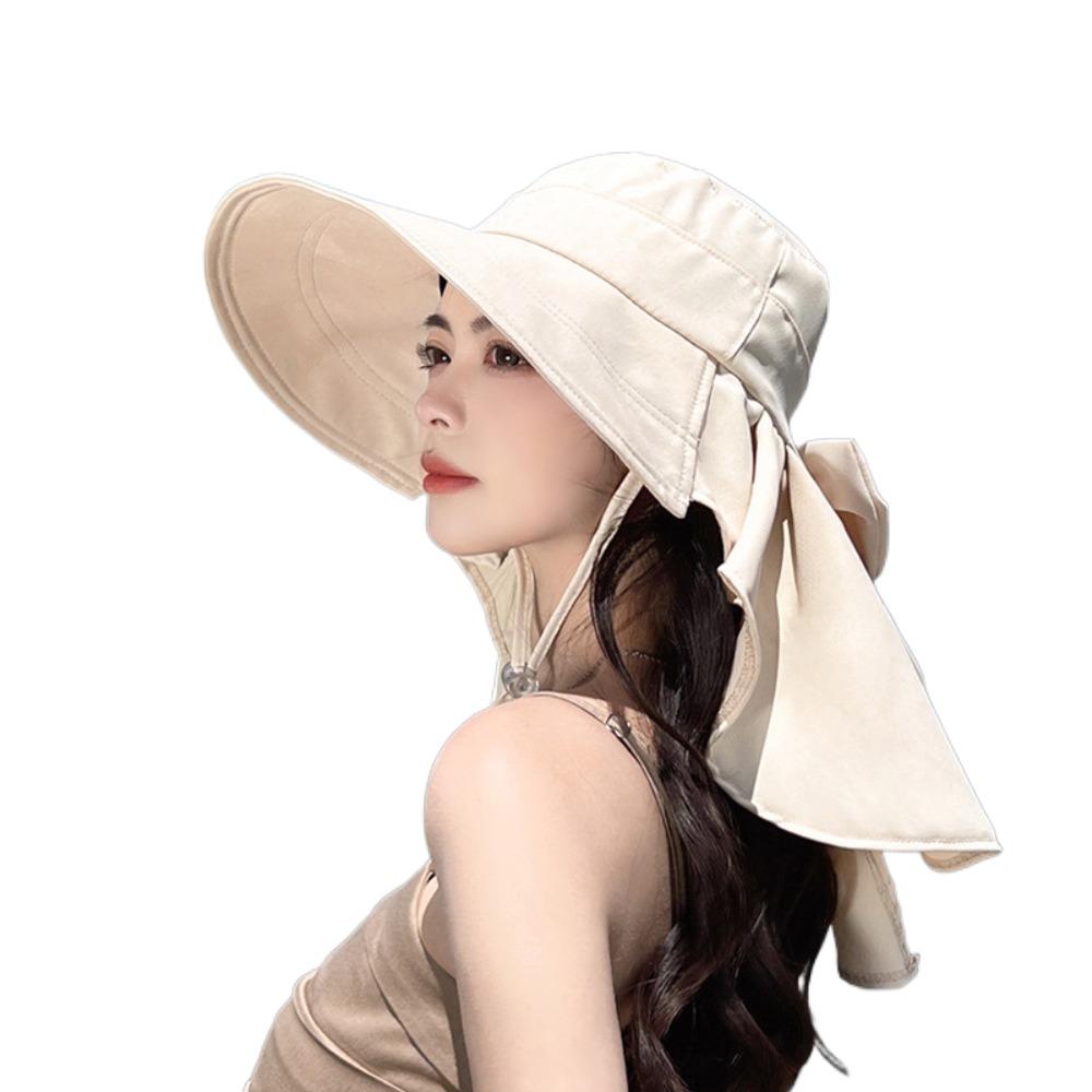 С шалью-солнцезащитным козырьком шляпа-ведро с отверстием для хвостика Aiti UV шляпа рыбака новый дизайн бант солнцезащитная шляпа пляжная