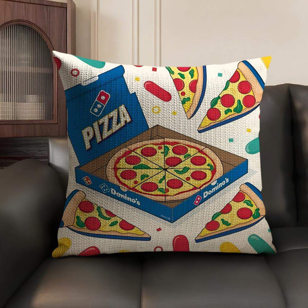 Аниме про еду D-Domino'S Чехол на подушку для пиццы Летняя дышащая льняная ткань Двусторонний принт Чехол на диванную подушку Домашний декор