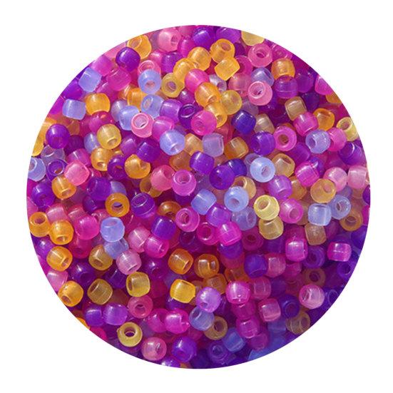 100Pcs/Bag Acrylic Pony Beads Color-Changing Glow In The Dark Exquisite Mixed Colors Round Beads DIY Making Accessories Necklace Making Loose Beads