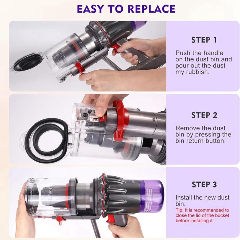 Пылесборник для пылесоса Dyson V12 SV18 SV20 Detect Slim/V10 Digital Slim, сменная насадка для контейнера, номер детали 965272-01