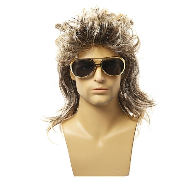 Мужской набор аксессуаров для костюма в стиле диско 80-х Женский набор для костюма хиппи Кудрявый парик Ожерелье Солнцезащитные очки для тематической вечеринки в стиле диско