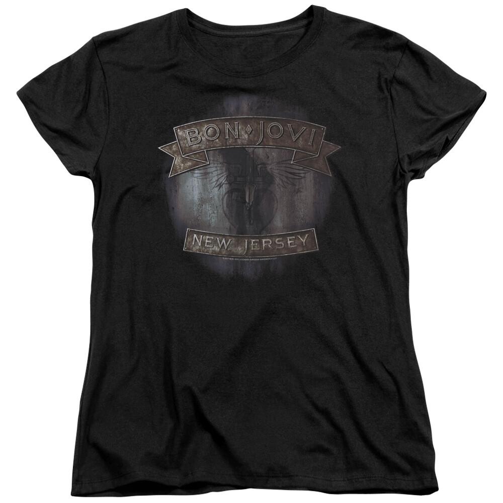 26 Bon Jovi New Jersey Womens T Shirt Licensed Rock N Roll Band Music Merch Black Unisex T-Shirt