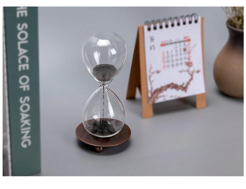 Magnetic Hourglass Timer Decorative Office Desktop Ornament with Quicksand Bottle