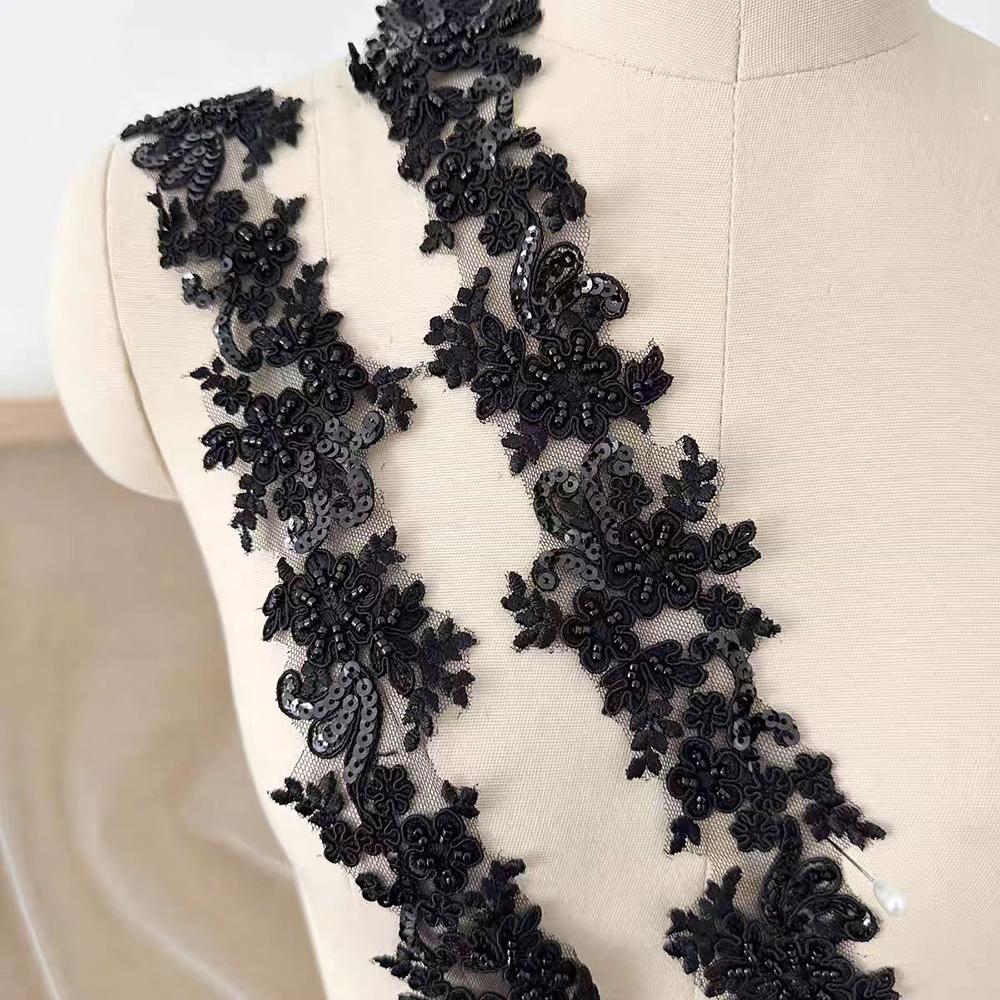 1 ярд Кружево из бисера Ручной работы Жемчужная окантовка Кружевная ткань Подходит для украшения одежды Ширина 6 см