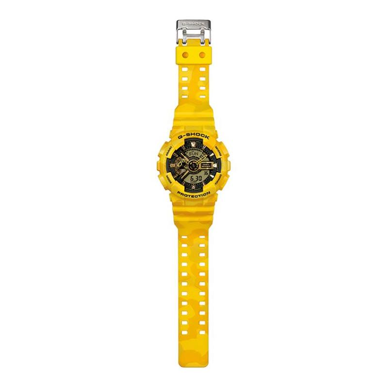 Casio Водонепроницаемые 200м модный тренд кварцевый механизм ремешок из смолы японские и корейские часы тот же стиль для мужчин и женщин черный циферблат GA-110CM-9A