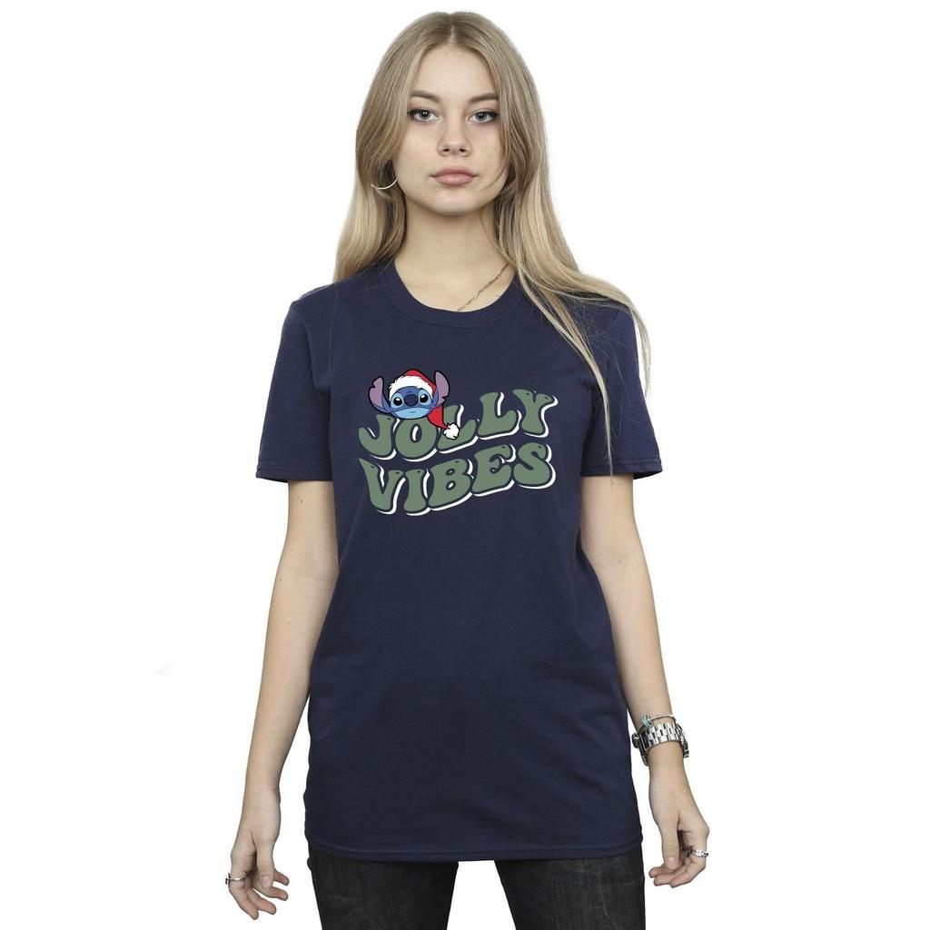 Disney Womens/Ladies Lilo & Stitch Jolly Chilling Vibes Cotton Boyfriend T-Shirt