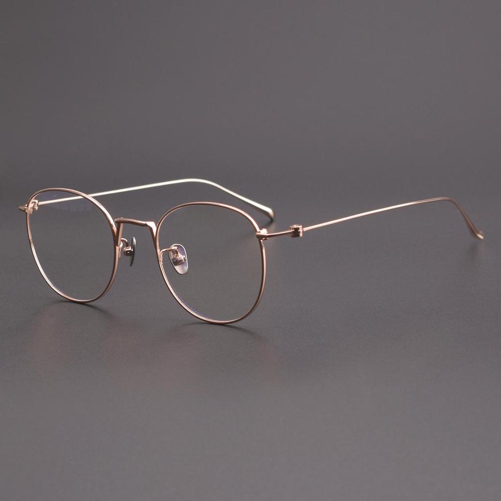 80856 Сверхлегкая круглая оправа для очков из чистого титана — универсальный двухцветный дизайн для мужчин и женщин, идеально подходит для крупных лиц