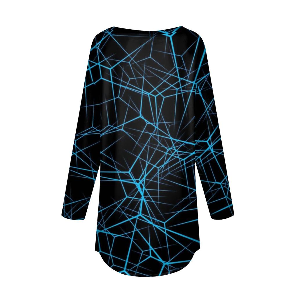 Модные женские повседневные топы с длинными рукавами и круглым вырезом с принтом