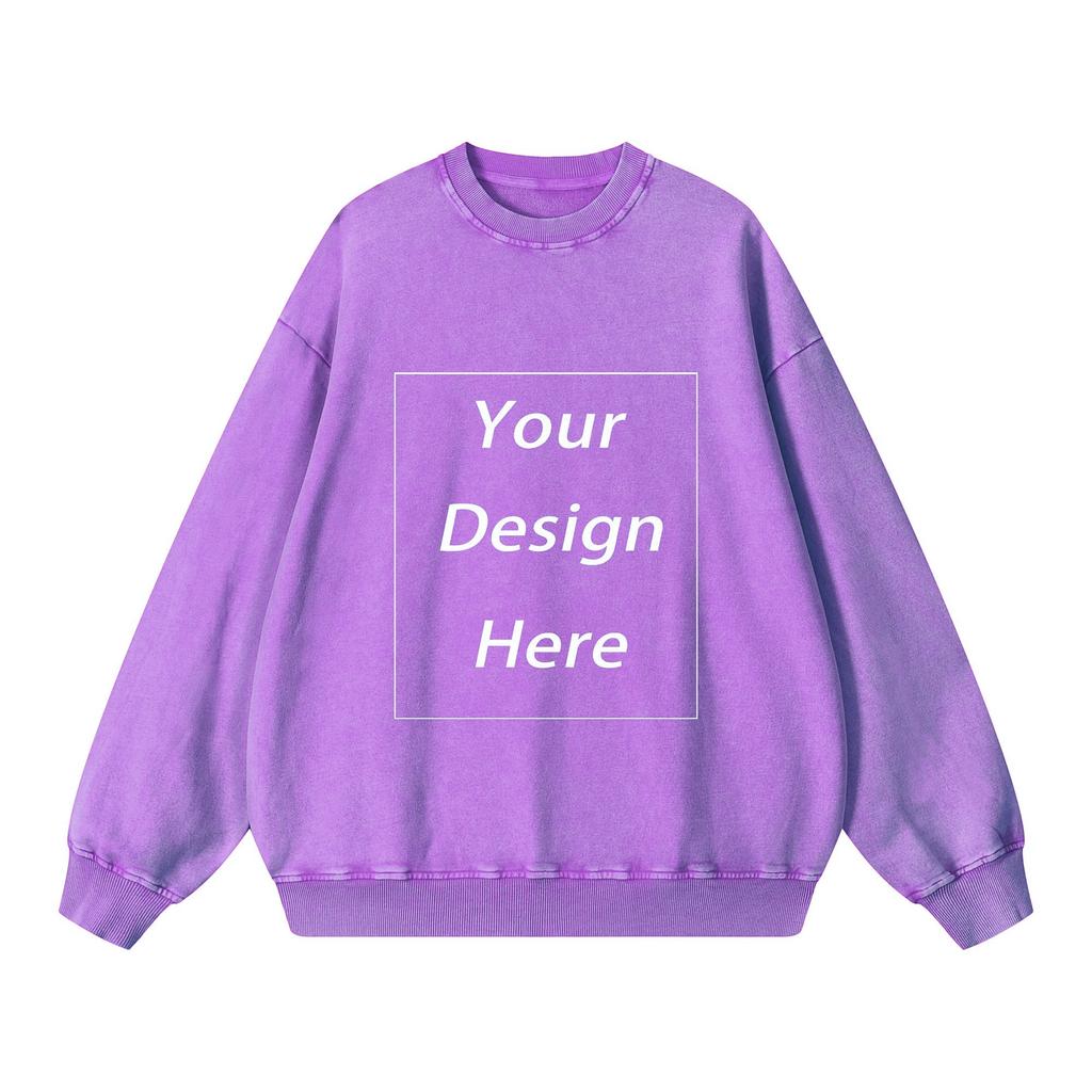 360 GSM 100% Cotton Acid Wash Sweatshirt Customized Unisex Classic Sweatshirt