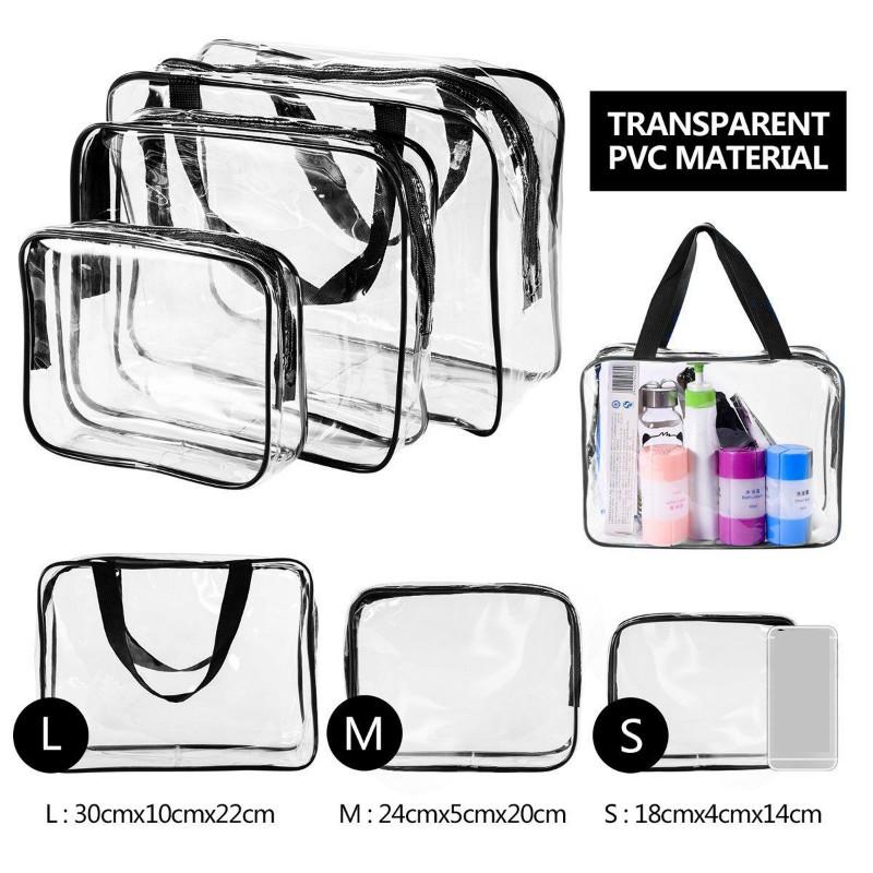 Multi-function Trend Transparent Waterproof Wash Bag Travel Storage Bag Cosmetic Bag Pvc Three-piece