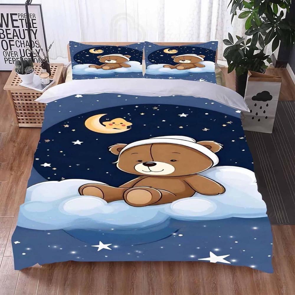 Милый плюшевый мишка Детский Взрослый Пуховый Пододеяльник Мультяшное Животное Постельное белье, Красочный Удобный Полноразмерный Пуховый Пододеяльник Де