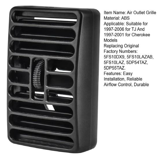 AC Vent Outlet Grille for Jeep 1997-2006, Dashboard Air Conditioning Louver, Replacement Air Outlet, Replaces 5FS10LAZAB