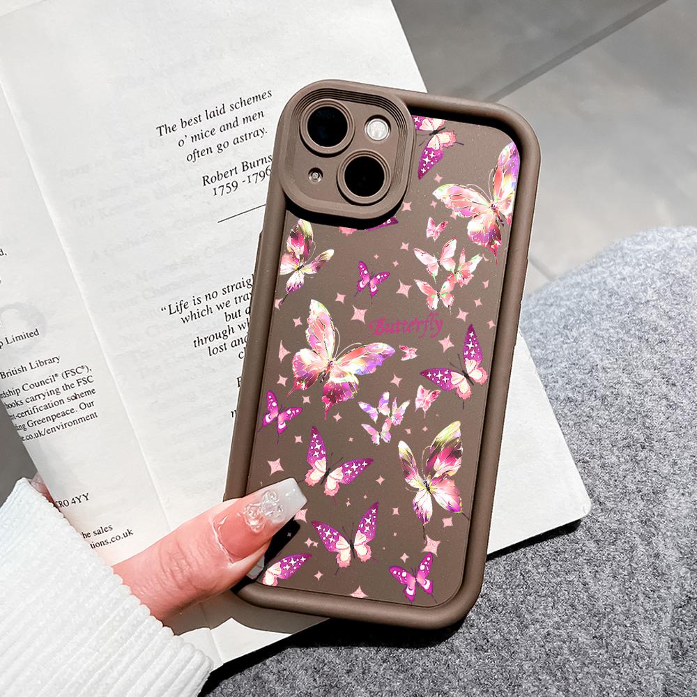 Для iPhone 16 15 14 13 12 11 Pro Max XS Max XR X SE 8 7 красочный узор бабочек мягкий силиконовый полный защитный чехол для телефона объектив