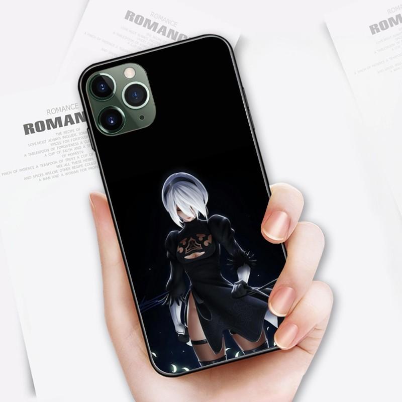Чехол для телефона с милой девушкой Nier Automata для IPhone 14 13 12 11 XS X 8 7 6 Plus Mini Pro Max SE 2022, мягкий черный чехол для телефона