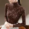 Long Sleeve Crocheted Simple Lace Shirt Women Fashion Turtleneck Woman Blouse Ladies Elegant Female Slim Fit Tops 30272