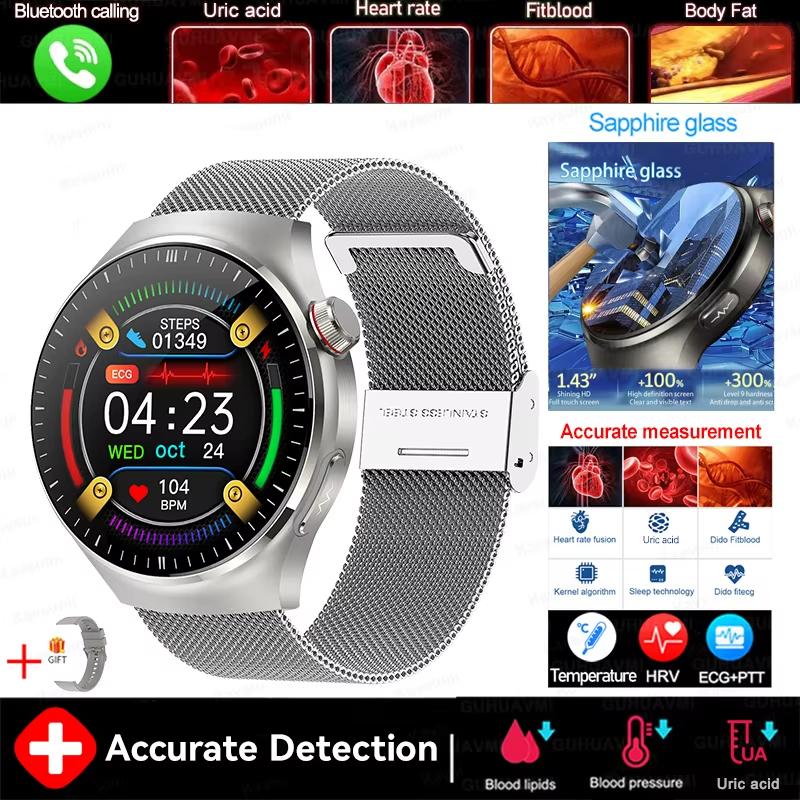 2025 New Health Nursing Grade Smart Watch Men Blood Lipid Uric Acid Tracker ECG+PPG Clock Bluetooth Call Smartwatches For Xiaomi