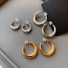 Real Gold Electroplated C-Shaped Hoop Earrings for Women - Luxury High-End Design