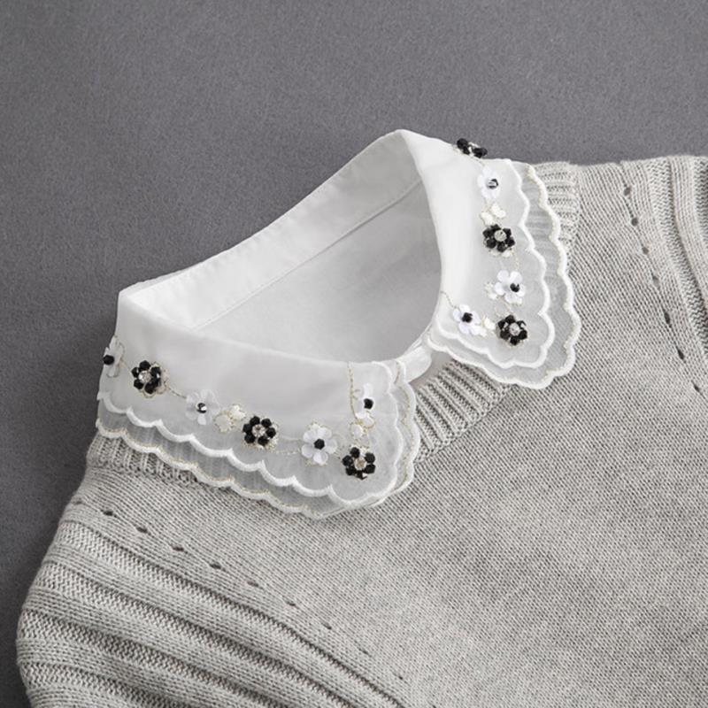 Fashion White Fake Collar Women Detachable Collars Black Woman False Collar Lace Removable Half Shirts Tie Top Collars Decor