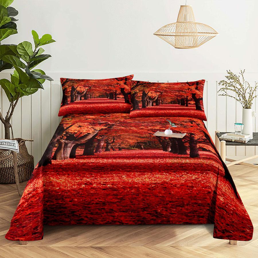 Bed Sheet Pillowcase Bedding Set Linens Cover Senic Queen King Double Size 220x240 Trees for Bedroom Soft Twin Full Single New