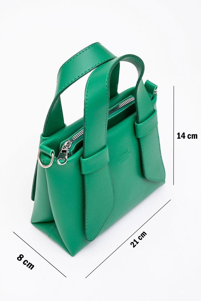 Women's Stylish and Useful Shoulder Bag Black Shk60 Artificial Leather Single Compartment Double Handle Hand and Cross Shoulder Bag L:14W:21W:8 Cm