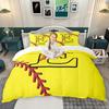 Homewish Softball Baseball Duvet Cover Set, Sports Initial Comforter Cover Set, Personalized Monogrammed Bed Set