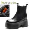 Women's and Girl's Autumn and Winter Thick Sole Increase Fashion Casual Mid-tube Natural Leather Boots