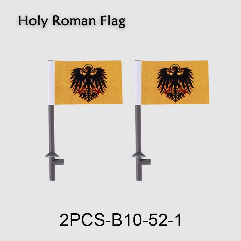 Средневековые военные флаги, серия «Военный замок», рыцарь, солдат, воин, аксессуары, строительные блоки, Древний Священный Рим, кирпичики, игрушки, подарки.