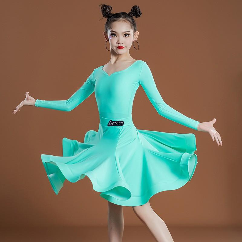 Girls Latin Dance Costume Professional Performance Outfit Kids Competition Practice Exam Stage Wear