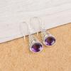 Natural Amethyst Gemstone 925 Sterling Silver Jewelry Drop/Dangle Earrings 1.64" CE-1-7