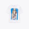 Women Summer Girl Print Cotton Oversized T Shirt Short Sleeve Long Tee Shirt Wear Top