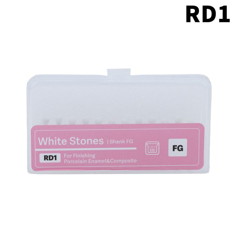 12Pcs/Box White Stone Polishing 2.35Mm Cone/Flame/Round Shape Abrasion Bur For High Speed Tools 1.6Mm For Dental Porcelain