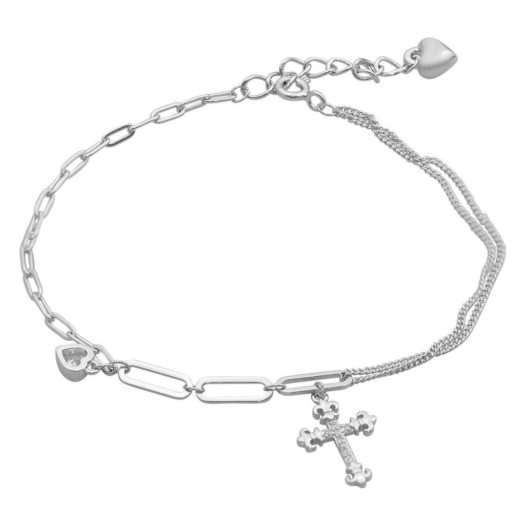 Серебряный браслет с фианитами, вес изделия 3,29 гр (2172918)