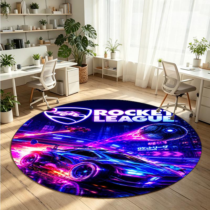 Rocket League Printed Round Crystal Velvet Rug Soft Non Slip Floor Carpet For Bedroom Holiday Gift